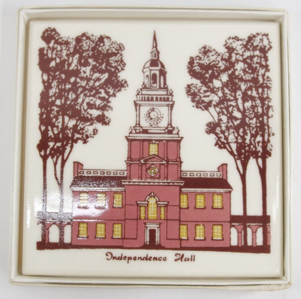 Independence Hall TILE Vintage AMERICAN OLEAN Commemorative Tile/Trivet, Phila